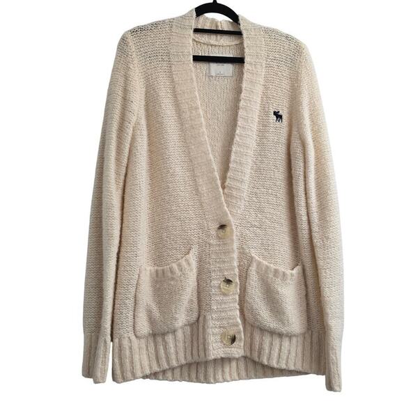 Abercrombie & Fitch Sweaters - Abercrombie & Fitch Cream Cardigan Sweater L Wool Blend Minimalist Y2K Academia